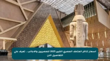 أسعار تذاكر المتحف المصري الكبير 2025 للمصريين والأجانب.. تعرف على التفاصيل الآن
